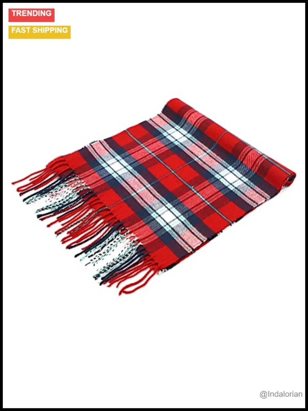 Soft Cashmere Feel Plaid Scarf - Lightweight Winter Cold Weather Wrap